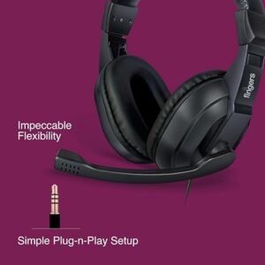 FINGERS F10 Wired Headphone On-Ear with Built-in Adjustable Mic (Crystal Clear Sound, 40 mm Powerful Drivers, Dual 3.5 mm Connectors for Laptops/PCs) - Black + Slate Grey - Image 6