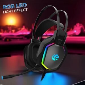 LAPCARE Bunker II Wired Over Ear Gaming Headphones with Mic, 50mm Drivers, Full RGB Lights, Breathable earcushion, 1.5Mtr Braided Wire with USB, Black - Image 4