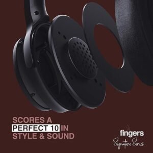 FINGERS Alloy H3 Wireless On-Ear Headset (Signature Series) with 30 Hour Playback time, Fast Charging and Multi-Functioned [Bluetooth® | FM Radio | MicroSD | AUX] - Image 4