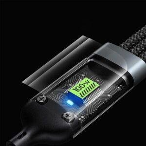 3-in-1 Super Fast Charging Cable 100w, Multifunctional Convenient Super Fast Charging Cable Nylon Braided Cord, 3-in-1 Silicone Zinc Alloy 3 Head Charging Cable - Image 6