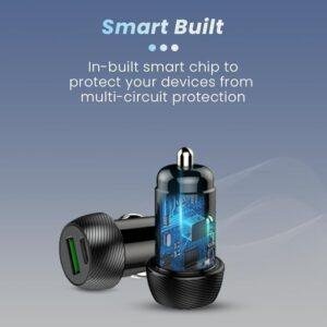Toreto Turbo 20W Car Charger with Dual Output, Fast Charging (Type C 20W + Type A 3.0A) USB to Type-C Cable Compatible with All Smartphones(Black) - Image 4