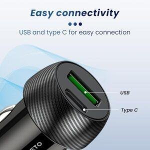 Toreto Turbo 20W Car Charger with Dual Output, Fast Charging (Type C 20W + Type A 3.0A) USB to Type-C Cable Compatible with All Smartphones(Black) - Image 5