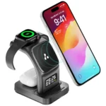 Ambrane 22.5W Magnetic Magsafe 3In1 Wireless Charger for iPhone 15/15 Plus/15 Pro/15 Pro Max,iPhone 14/14 Plus/14 Pro/Max,iPhone 13,13 Pro/Max,Airpods 3Rd/2Nd Gen,Apple Watch (Aerosync Trio),Black
