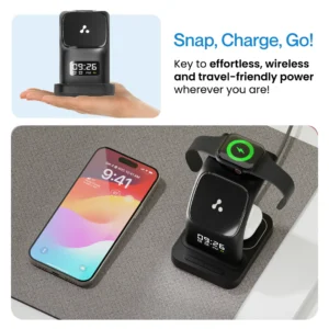 Ambrane 22.5W Magnetic Magsafe 3In1 Wireless Charger for iPhone 15/15 Plus/15 Pro/15 Pro Max,iPhone 14/14 Plus/14 Pro/Max,iPhone 13,13 Pro/Max,Airpods 3Rd/2Nd Gen,Apple Watch (Aerosync Trio),Black - Image 5