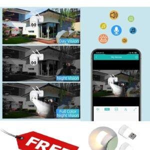Full HD1080P Wi-Fi IP66 PTZ v380 PRO Camera Pan Tilt Surveillance Camera, Two Way Audio/Motion Detection/Best Night Vision/Waterproof CCTV Camera Support Upto 128G SD,White - Image 2