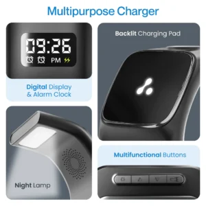 Ambrane 22.5W Magnetic Magsafe 3In1 Wireless Charger for iPhone 15/15 Plus/15 Pro/15 Pro Max,iPhone 14/14 Plus/14 Pro/Max,iPhone 13,13 Pro/Max,Airpods 3Rd/2Nd Gen,Apple Watch (Aerosync Trio),Black - Image 6