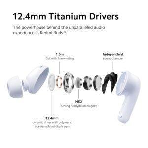Redmi Buds 5 Bluetooth TWS Earbuds, Up to 46dB Hybrid Noise Cancellation, Quad Mic with AI Call Enhancement, 10mins Charge for 4Hours Life, Up to 38Hrs Playback - Image 7