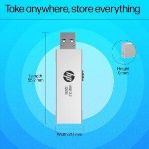 HP 818w 32GB USB 3.2 Flash Drive Silver Metal - Image 3