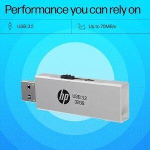 HP 818w 32GB USB 3.2 Flash Drive Silver Metal - Image 4