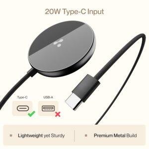Ambrane 15W Qi-2 & Magsafe Wireless Charger with 60W Type C Cable for iPhone 15/15 Pro/15 Pro Max,iPhone 14/14 Pro/14 Pro Max,iPhone 13/12,Samsung & Other Qi-2 Device + Magnetic Ring (Aerosynq),Black - Image 8