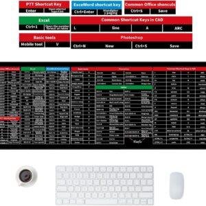 Anti-Slip Keyboard Pad with Office Software Shortcuts Pattern, Clear Extended Large Cheat Sheet Mouse Pad, Large Rubber Base Mice Smooth Cloth Desk Mat, Excel Shortcut Keys Mouse Pad (80x30cm) - Image 9