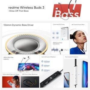 Realme Buds Wireless 3 in-Ear Bluetooth Headphones,30dB ANC,Spatial Audio,13.6mm Dynamic Bass Driver,Upto 40 HrsPlayback,Fast Charging,45ms Low Latency for Gaming,Dual Device Connection - Image 6