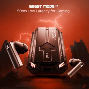 boAt Immortal Katana Blade 2.0 TWS in Ear Earbuds, 70hrs Playback, IWP, Metal Glider & Gliding Blade Sound, 50 ms Low Latency Beast Mode, RGB LEDs, 4 Mics w/ENx & IPX4 Rating(Gunmetal Black) - Image 3
