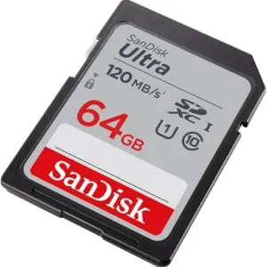SanDisk Ultra UHS I 64GB SD Card 120MB/s for DSLR and Mirrorless Cameras, 10Y Warranty - Image 1