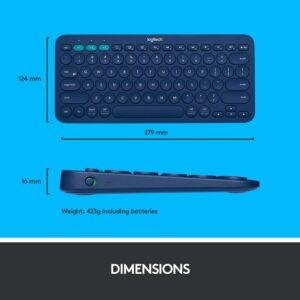 Logitech K380 Wireless Multi-Device Keyboard for Windows, Apple iOS, Apple Tv Android Or Chrome, Bluetooth, Compact Space-Saving Design, Pc/Mac/Laptop/Smartphone/Tablet (Blue) - Image 8