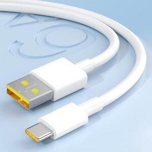 SHKOD Unbreakable 67W / 5A Fast Charging 1000mm Long Braided Type C Cable for Smartphones, Tablets, Laptops & other Type C devices, PD Technology, 480Mbps Data Sync, Quick Charge 3.0 (White)
