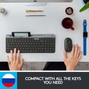 Logitech K580 Slim Multi-Device Wireless Keyboard Bluetooth/Receiver, Compact, Easy Switch, 24 Month Battery, Win/Mac, Desktop, Tablet, Smartphone, Laptop Compatible - Graphite - Image 3