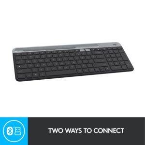 Logitech K580 Slim Multi-Device Wireless Keyboard Bluetooth/Receiver, Compact, Easy Switch, 24 Month Battery, Win/Mac, Desktop, Tablet, Smartphone, Laptop Compatible - Graphite - Image 5