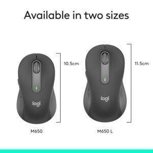 Logitech Signature M650 Wireless Mouse - for Small to Medium Sized Hands, 2-Year Battery, Silent Clicks, Customisable Side Buttons, Bluetooth, for PC/Mac/Multi-Device/Chromebook -Graphite - Image 9