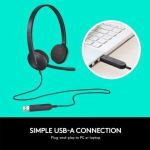 Logitech H340 Stereo Wired Over Ear Headphones With Mic With Noise-Cancelling, Usb, Pc/Mac/Laptop - Black - Image 4