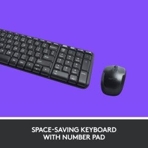 Logitech MK220 Compact Wireless Keyboard and Mouse Combo for Windows, 2.4 GHz Wireless with Unifying USB-Receiver, 24 Month Battery, Compatible with PC, Laptop - Black - Image 3
