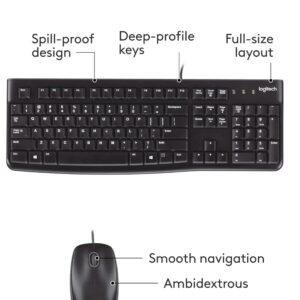 Logitech MK120 Wired USB Keyboard and Mouse Set for Windows, Optical Wired Mouse, Full-Size Keyboard, USB Plug-and-Play, Compatible for PC, Laptop - Black - Image 7