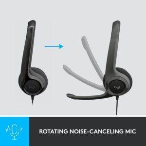 Logitech H390 Wired On Ear Headset for PC/Laptop, Stereo Headphones with Noise Cancelling Microphone, USB-A, In-Line Controls, Works with Chromebook - Image 3
