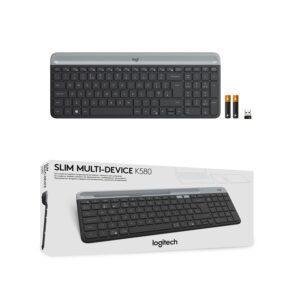 Logitech K580 Slim Multi-Device Wireless Keyboard Bluetooth/Receiver, Compact, Easy Switch, 24 Month Battery, Win/Mac, Desktop, Tablet, Smartphone, Laptop Compatible - Graphite - Image 9