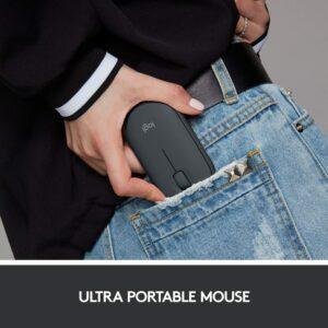 Logitech Pebble Wireless Mouse with Bluetooth or 2.4 GHz Receiver, Silent, Slim Computer Mouse with Quiet Clicks, for Laptop/Notebook/iPad/PC/Mac/Chromebook - Graphite - Image 4