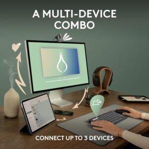 Logitech Pebble 2 Combo, Wireless Keyboard and Mouse, Quiet and Portable, Customisable, Logi Bolt, Bluetooth, Easy-Switch for Windows, macOS, iPadOS, Chrome - Tonal White - Image 3
