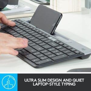 Logitech K580 Slim Multi-Device Wireless Keyboard Bluetooth/Receiver, Compact, Easy Switch, 24 Month Battery, Win/Mac, Desktop, Tablet, Smartphone, Laptop Compatible - Graphite - Image 4