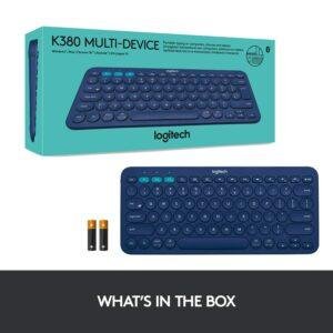 Logitech K380 Wireless Multi-Device Keyboard for Windows, Apple iOS, Apple Tv Android Or Chrome, Bluetooth, Compact Space-Saving Design, Pc/Mac/Laptop/Smartphone/Tablet (Blue) - Image 9
