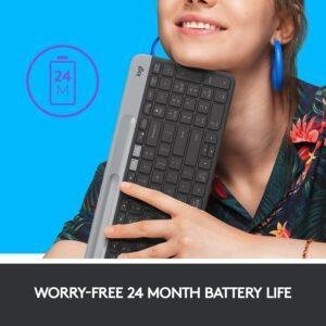 Logitech K580 Slim Multi-Device Wireless Keyboard Bluetooth/Receiver, Compact, Easy Switch, 24 Month Battery, Win/Mac, Desktop, Tablet, Smartphone, Laptop Compatible - Graphite - Image 7