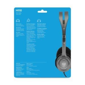 Logitech H110 Wired On Ear Headphones With Mic, Stereo With Noise-Cancelling,3.5-Mm Dual Audio Jack, Pc/Mac/Laptop- Black - Image 6