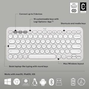 Logitech Pebble 2 Combo, Wireless Keyboard and Mouse, Quiet and Portable, Customisable, Logi Bolt, Bluetooth, Easy-Switch for Windows, macOS, iPadOS, Chrome - Tonal White - Image 7