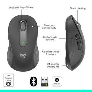Logitech Signature M650 Wireless Mouse - for Small to Medium Sized Hands, 2-Year Battery, Silent Clicks, Customisable Side Buttons, Bluetooth, for PC/Mac/Multi-Device/Chromebook -Graphite - Image 7