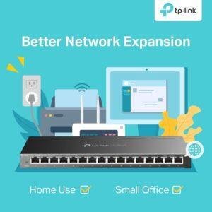 TP-Link 16 Port Gigabit Switch | Unmanaged Pro | Plug & Play | Fanless | Desktop/Wall-Mount | Durable Metal Casing | Support QoS, IGMP Snooping and Link Aggregation (TL-SG116E) - Image 4