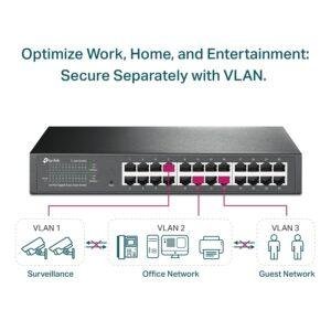 TP-Link 24-Port Gigabit Ethernet Easy Smart Switch | Unmanaged Plus | Plug and Play | Desktop/Rackmount | Energy Efficient | VLAN | Network Monitoring | Fanless (TL-SG1024DE) - Image 3