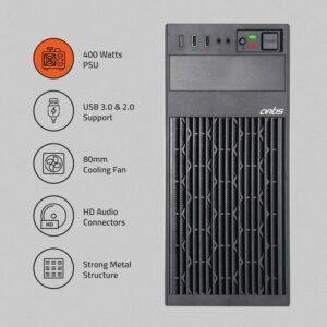 Artis 2820 2.0 Micro ATX Computer Cabinet Supports Micro ATX Motherboard, 1x80 mm Fan with 400W Power Supply - Image 2