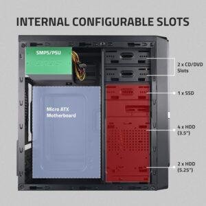 Artis 3330 3.0 Computer Cabinet Support Micro ATX Motherboard,1 x 8 cm Fan with 400W Power Supply - Image 3