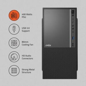 Artis Regal 3.0 Micro ATX Computer Cabinet Support Micro ATX/ITX Motherboard with 400 Watt Power Supply - Image 2
