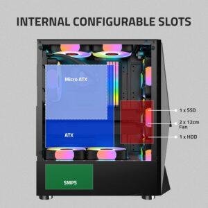 Artis G8306 Computer Gaming Cabinet Support ATX, Micro ATX Motherboard, 2 x 120mm RGB Fan with Sturdy Built Quality - Image 4