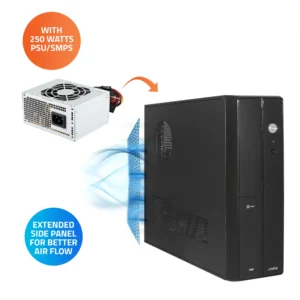 Artis Joy 2.0 Slim Computer Cabinet Support Micro ATX /Mini ATX Motherboard ,1 x 80mm Fan with VIP 250 Watt Power Supply - Image 5