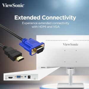 ViewSonic (USA Brand) - VA2732-MH-W, 27-inch (68.58cm) Full HD Monitor, SuperClear IPS Panel, 100Hz, 1ms, sRGB 109%, HDMI, VGA, Dual Speakers, Eye ProTech+, Borderless Design, White - Image 5