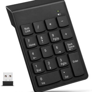 Digitara Mini Numeric Keypad, 2.4Ghz Wireless Numeric Keypad, Mechanical Feel Number Pad, Keyboard 18 Keys USB Receiver Water-Proof for Laptop/Desktop/PC etc.(KBD-0111)
