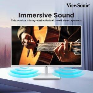 ViewSonic (USA Brand) - VA2732-MH-W, 27-inch (68.58cm) Full HD Monitor, SuperClear IPS Panel, 100Hz, 1ms, sRGB 109%, HDMI, VGA, Dual Speakers, Eye ProTech+, Borderless Design, White - Image 6