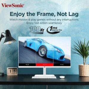 ViewSonic (USA Brand) - VA2732-MH-W, 27-inch (68.58cm) Full HD Monitor, SuperClear IPS Panel, 100Hz, 1ms, sRGB 109%, HDMI, VGA, Dual Speakers, Eye ProTech+, Borderless Design, White - Image 3