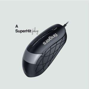 FINGERS SuperHit Wired Mouse with Advanced Optical Technology (Lightweight | Trendy Dual-Tone Design | Works Well with Windows, macOS, Linux) (Matte Black + Steel Grey) - Image 4
