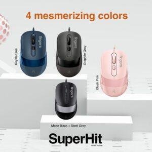 FINGERS SuperHit Wired Mouse with Advanced Optical Technology (Lightweight | Trendy Dual-Tone Design | Works Well with Windows, macOS, Linux) (Matte Black + Steel Grey) - Image 3