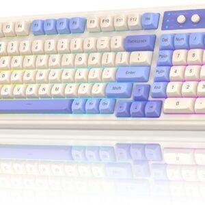 AULA S99 3 in 1 World's First Silicon Membrane Gaming Keyboard | Bluetooth/2.4GHz/USB-C Balls Keycap Keybaord with Knob | Programmable RGB Backlit Gaming Keyboard for PC/Xbox/PS5 (Purple) - Image 1